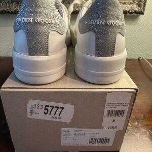 Golden Goose Pure Star Leather Upper with Glitter Heel.